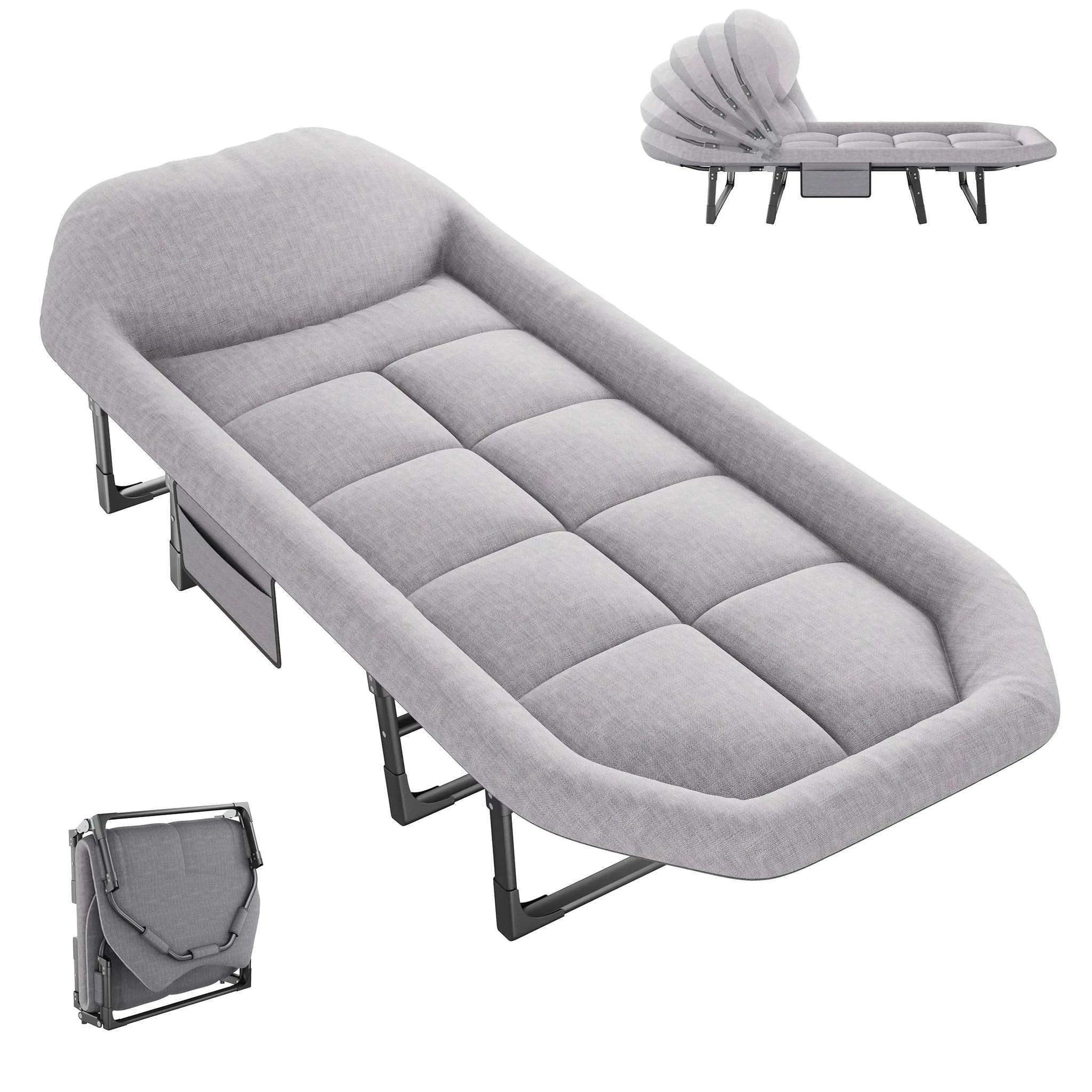 Adjustable Folding Camping Bed with Mattress & Carry Bag 440 lb-black / United States