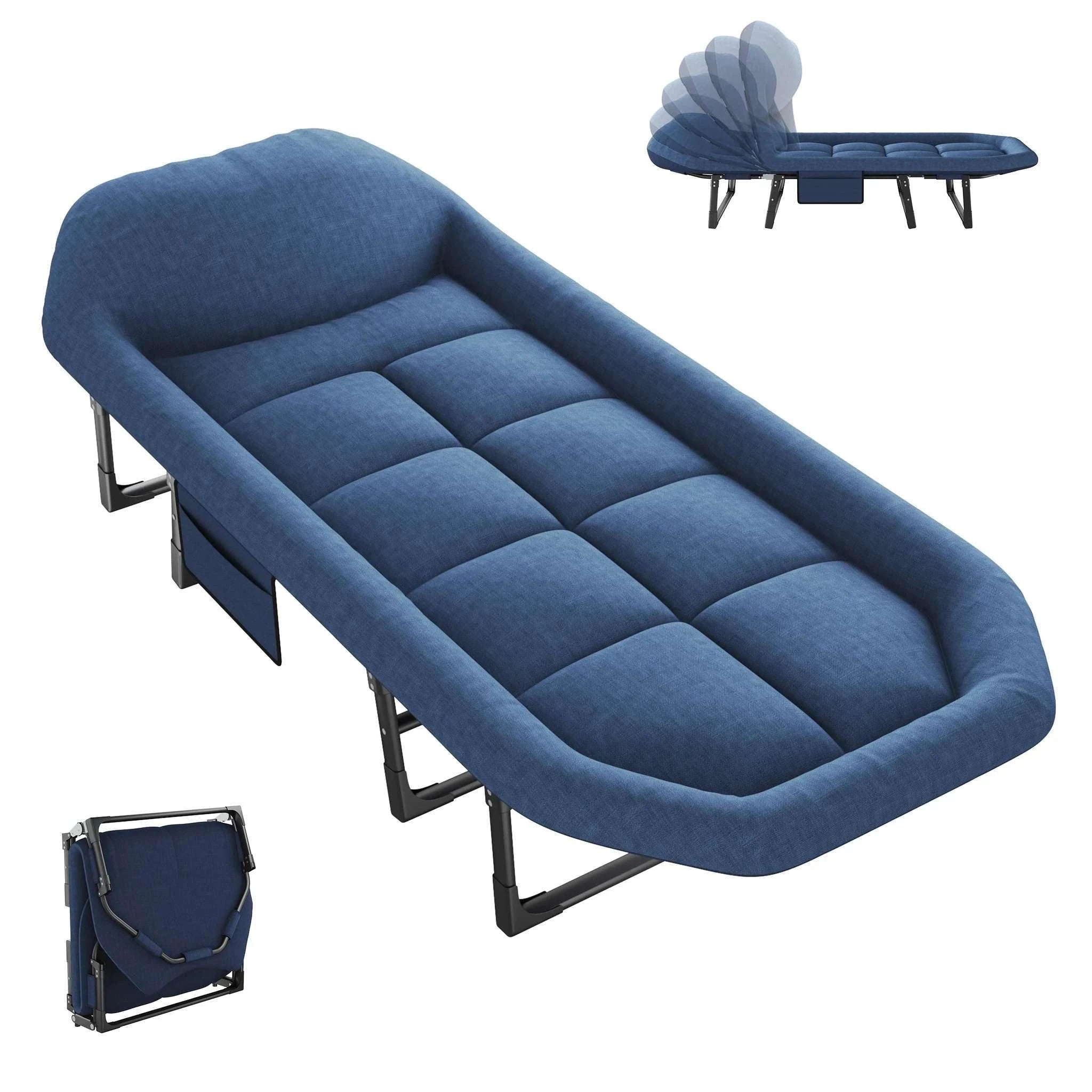 Adjustable Folding Camping Bed with Mattress & Carry Bag 440 lb-black / United States