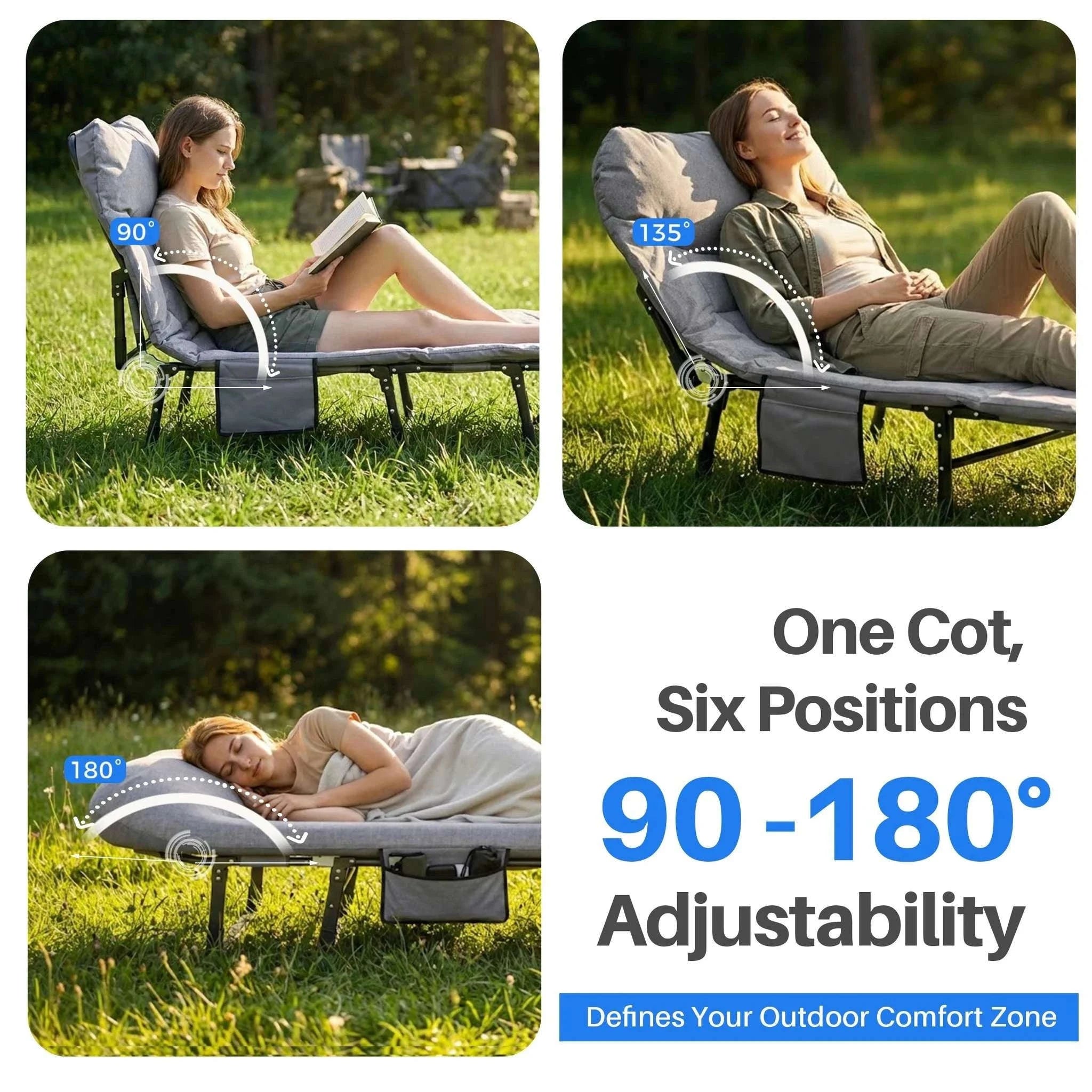 Adjustable Folding Camping Bed with Mattress & Carry Bag 440 lb-black / United States