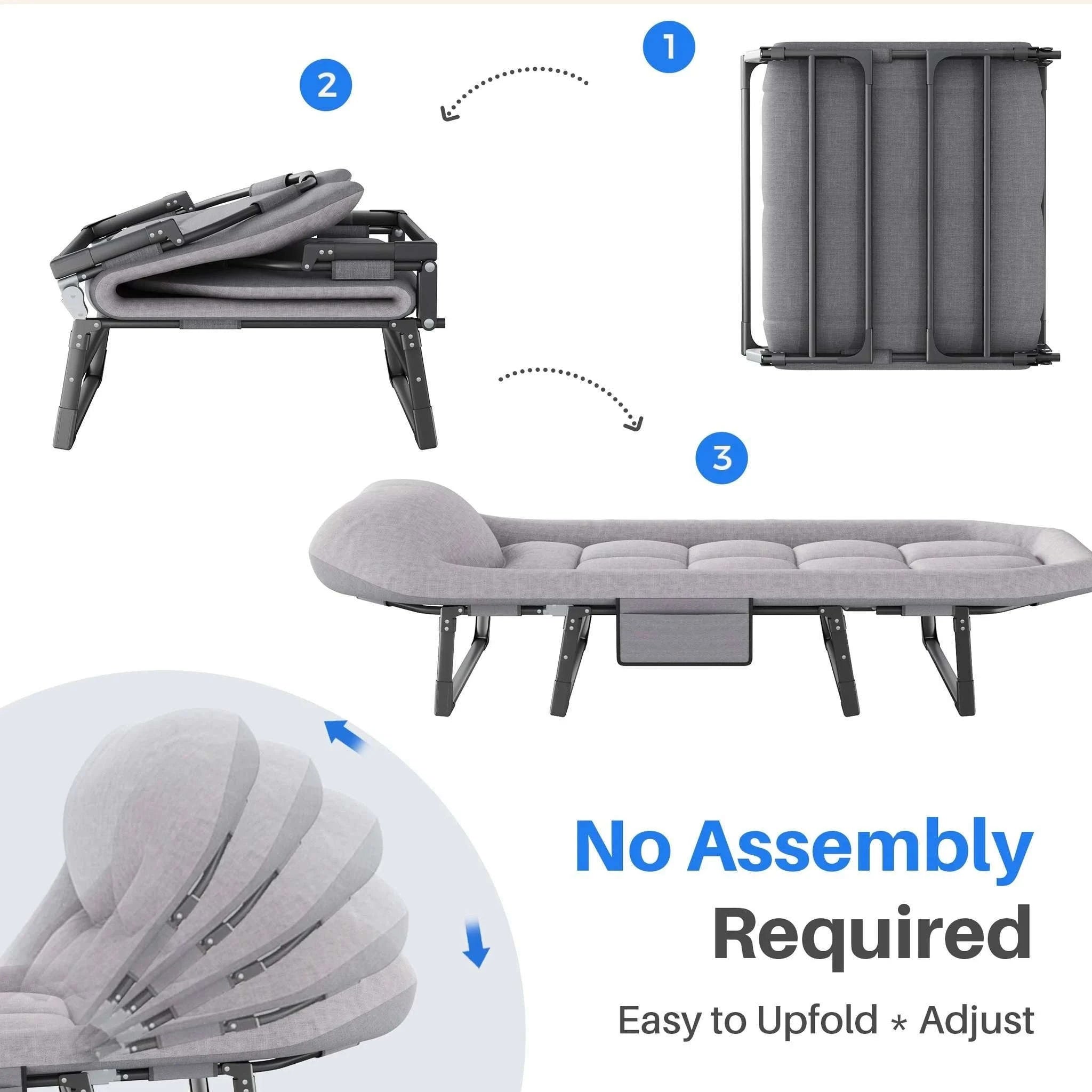 Adjustable Folding Camping Bed with Mattress & Carry Bag 440 lb-black / United States