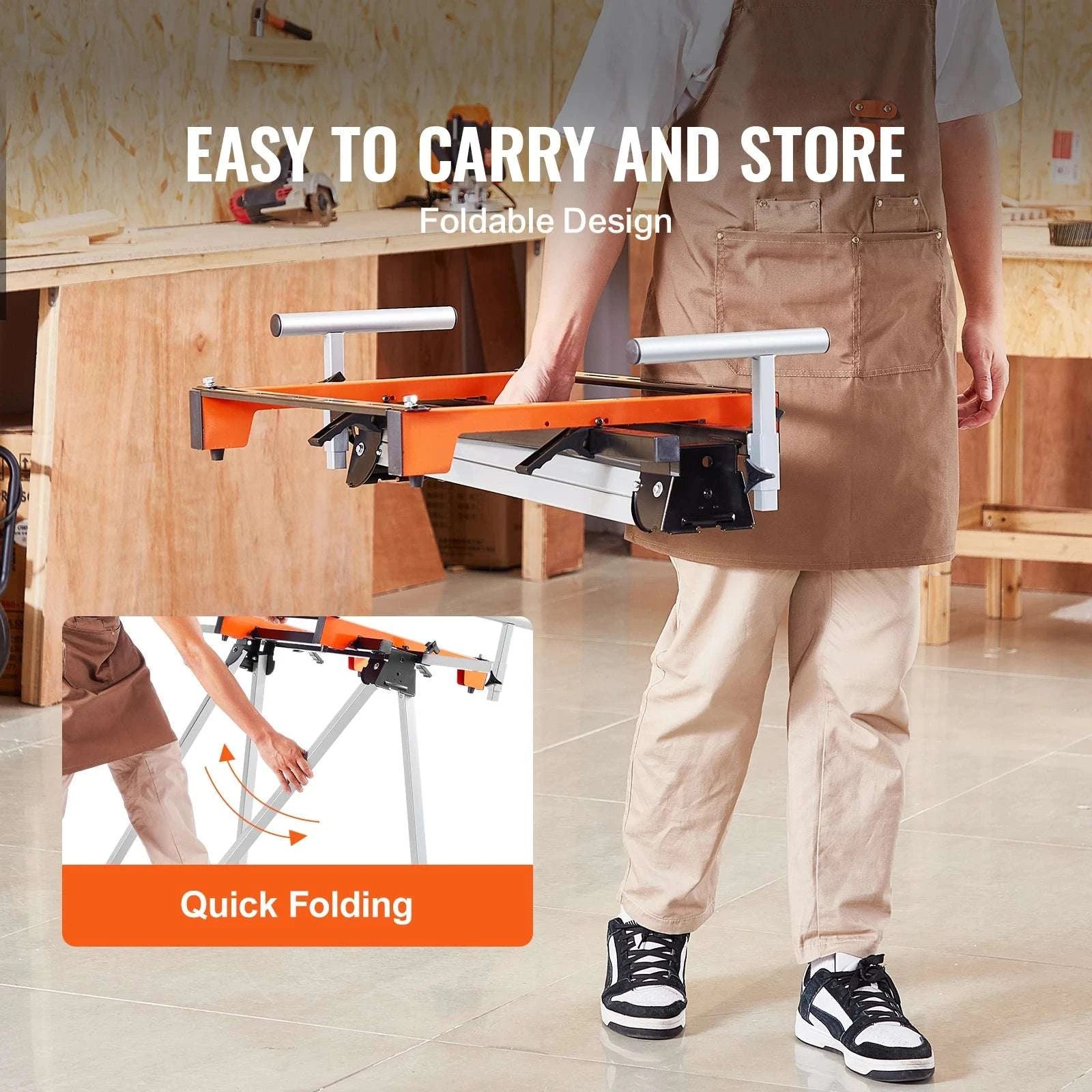 Adjustable Folding Miter Saw Stand with 300–550 lb Capacity-330lbs / france