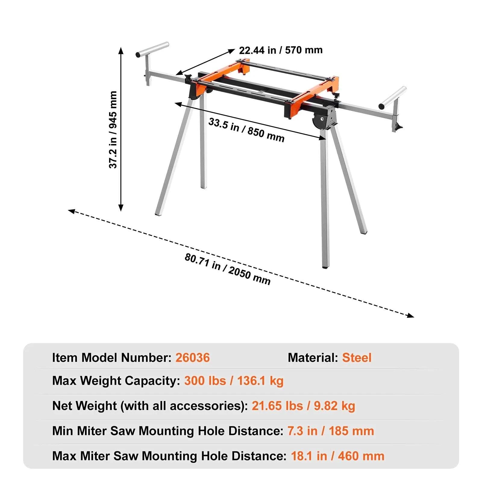 Adjustable Folding Miter Saw Stand with 300–550 lb Capacity-330lbs / france