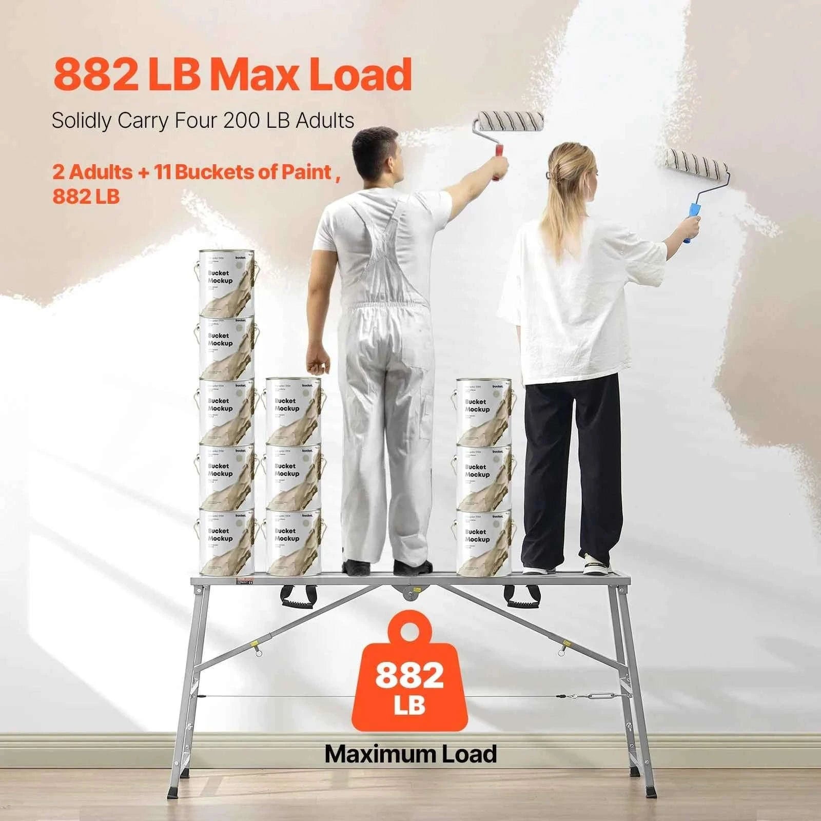 Adjustable Folding Work Platform with 4 Height Settings, 882 lb Capacity-80-130cm / United States