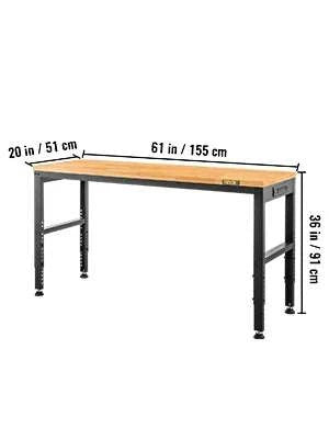 Adjustable Garage Workbench 2000 lbs Hardwood Top Work Table-United States / 48 x 20 in No Wheel