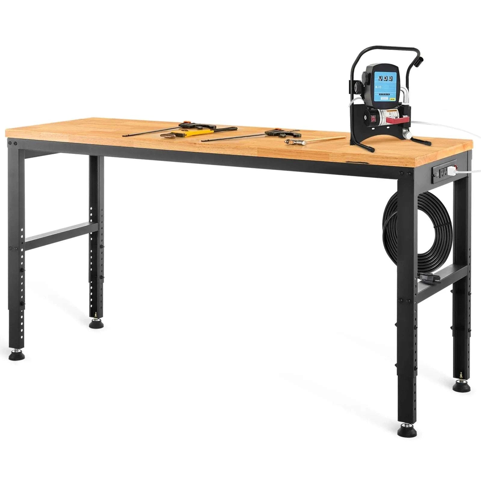 Adjustable Garage Workbench 2000 lbs Hardwood Top Work Table-United States / 48 x 20 in No Wheel