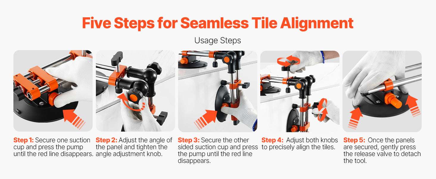 Adjustable Granite Seam Setter 2-Pack with 6in Suction Cups-2 Packs / United States