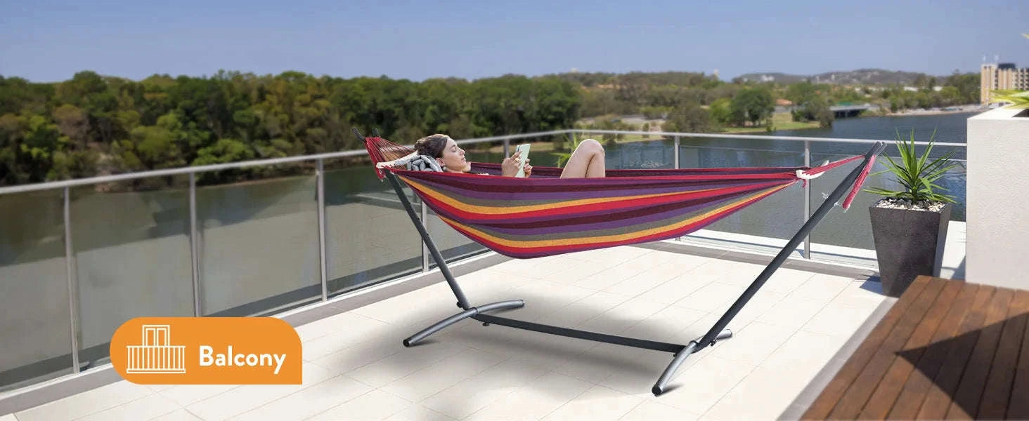 Adjustable Hammock Stand with 600 lb Capacity and Carry Bag-BlackWhite / United States