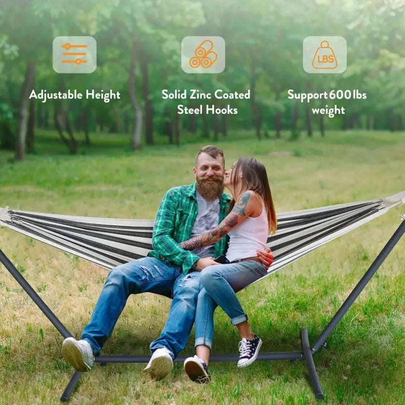 Adjustable Hammock Stand with 600 lb Capacity and Carry Bag-BlackWhite / United States