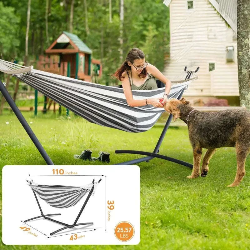 Adjustable Hammock Stand with 600 lb Capacity and Carry Bag-BlackWhite / United States