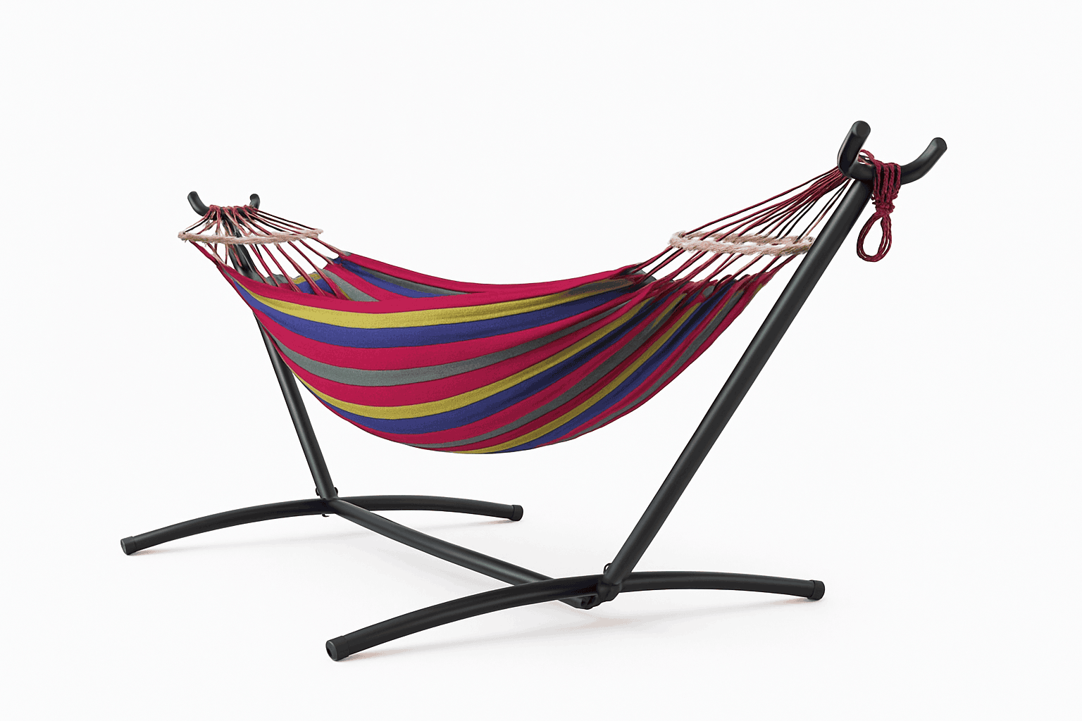 Adjustable Hammock with Stand, 600lb Capacity and Carry Bag-rainbow / United States