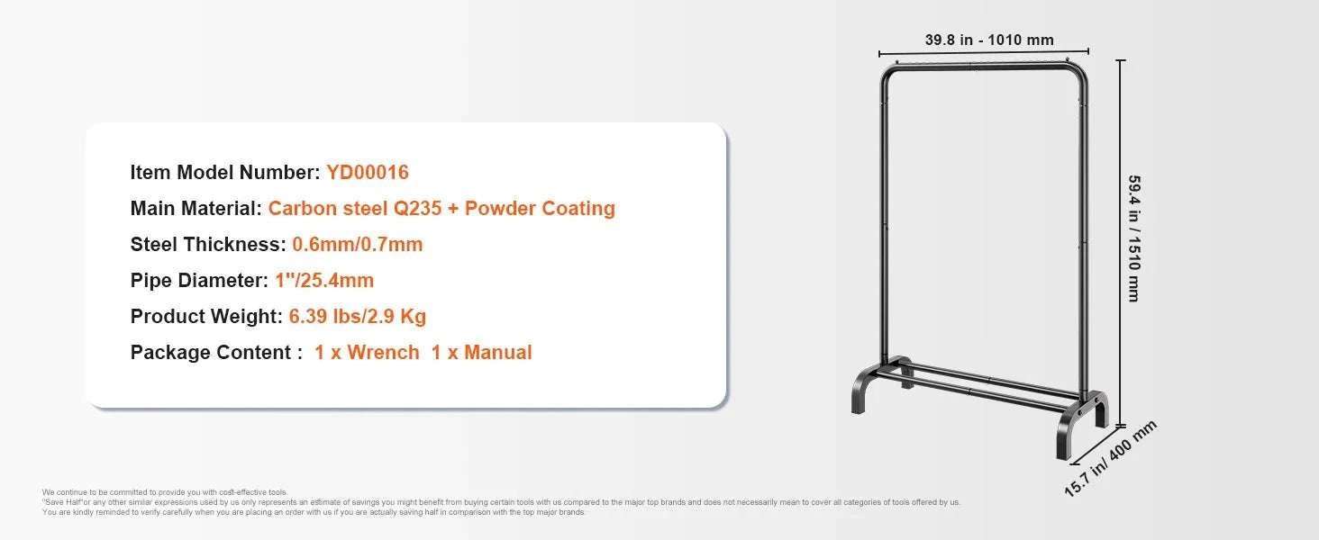 Adjustable Heavy Duty Garment Rack with Wheels & Storage Shelf-2 rods 75.4x73.5in / CZECH REPUBLIC