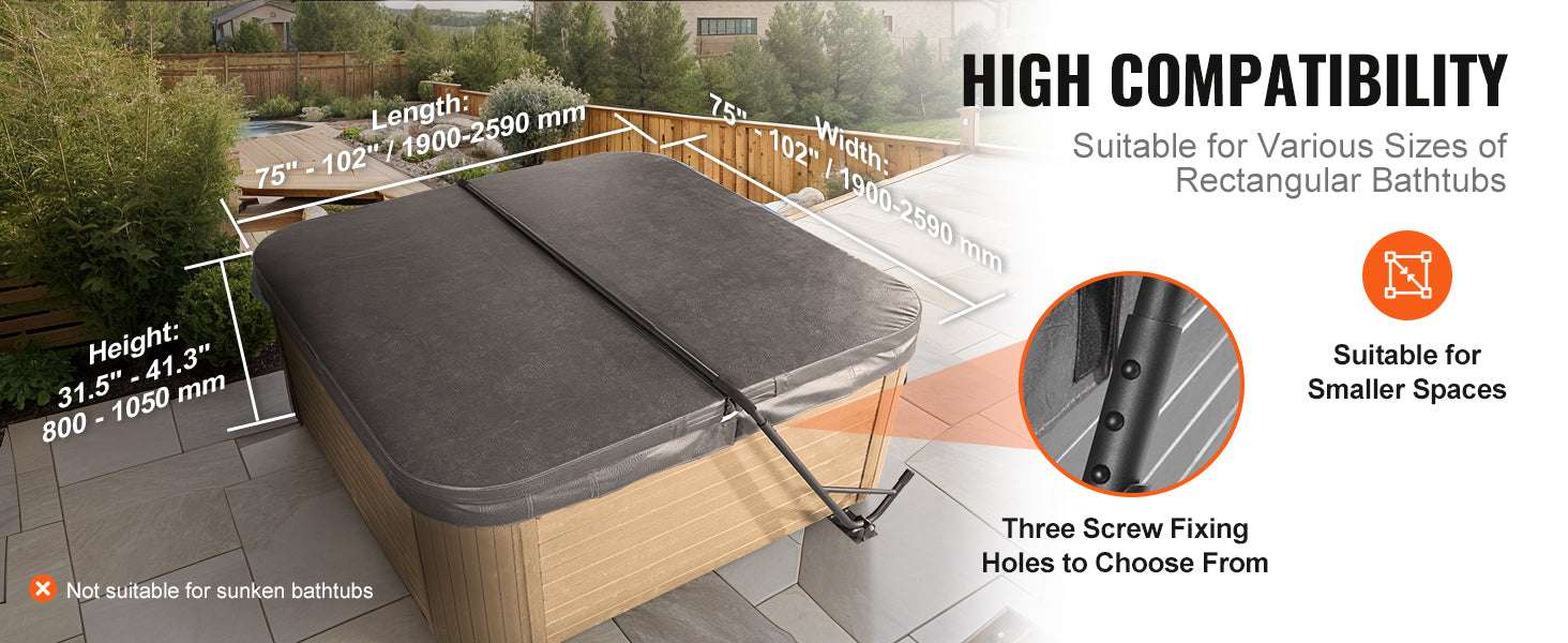 Adjustable Hot Tub Cover Lift for Easy Spa Cover Handling-12.4inch / spain