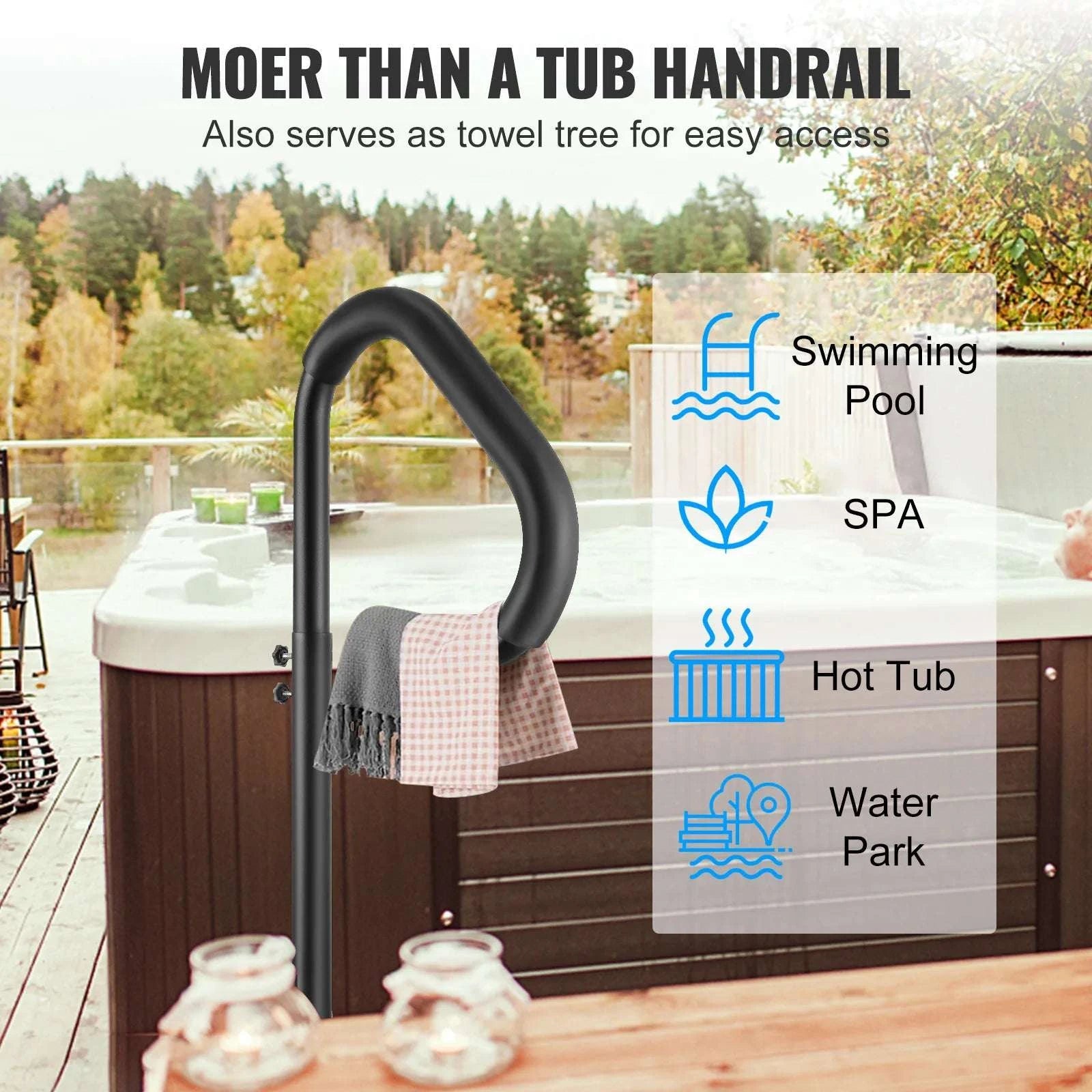 Adjustable Hot Tub Handrail 360° Rotating Spa Safety Grab Bar-35-57 inch / United States
