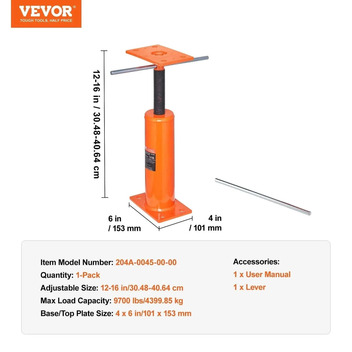 Adjustable House Floor Jack 9700 lb Support Post 12–16 Inch-2pcs / United States