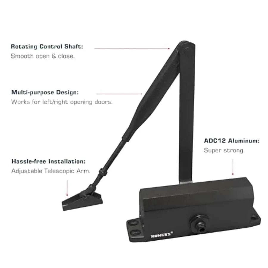 Adjustable Hydraulic Door Closer for Home and Light Commercial Use-United States / Silver