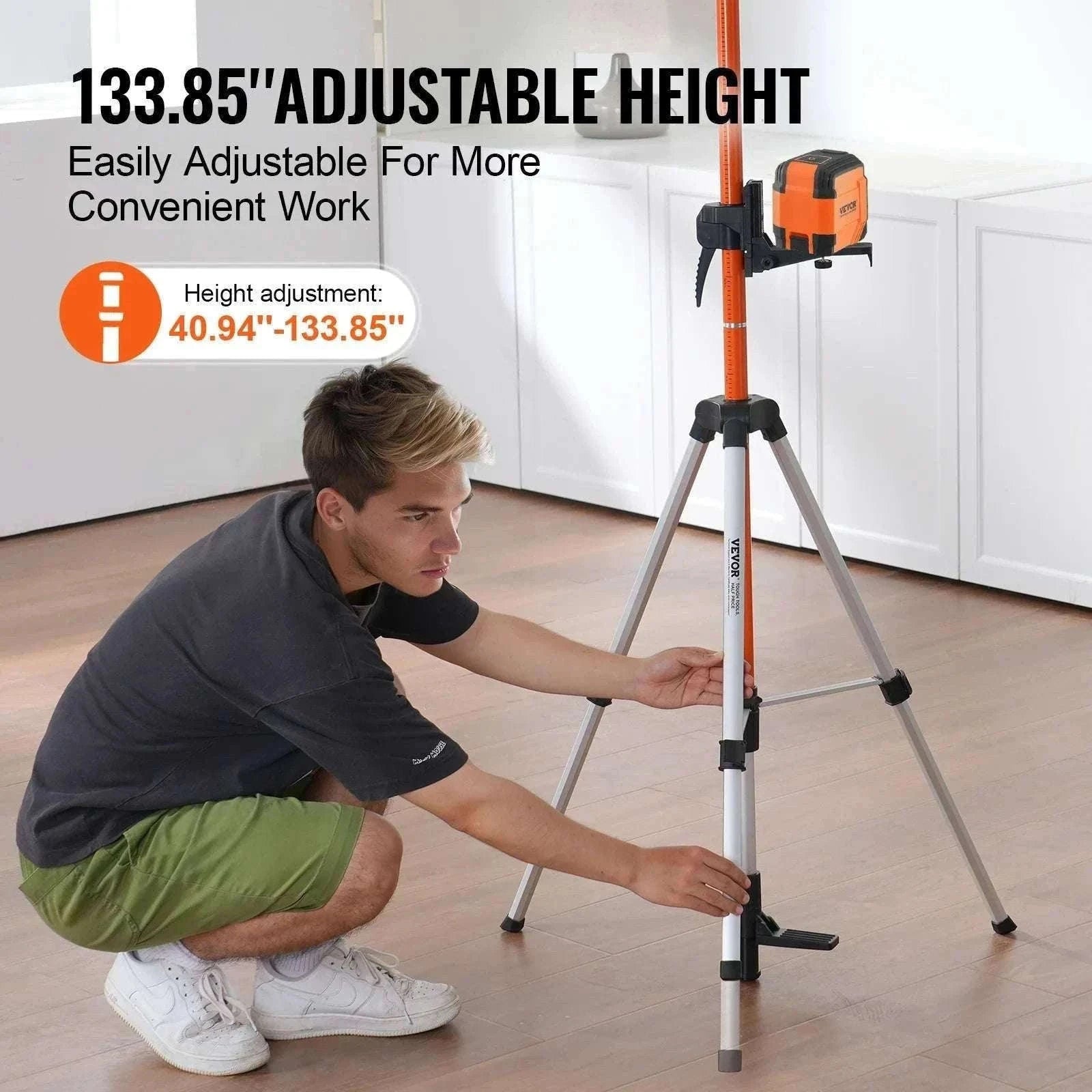 Adjustable Laser Level Tripod 40–133 Inch with Dual Thread Mount-Extension / United States