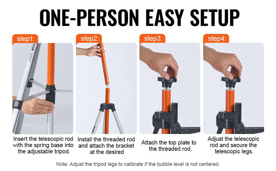 Adjustable Laser Level Tripod 40–133 Inch with Dual Thread Mount-Extension / United States