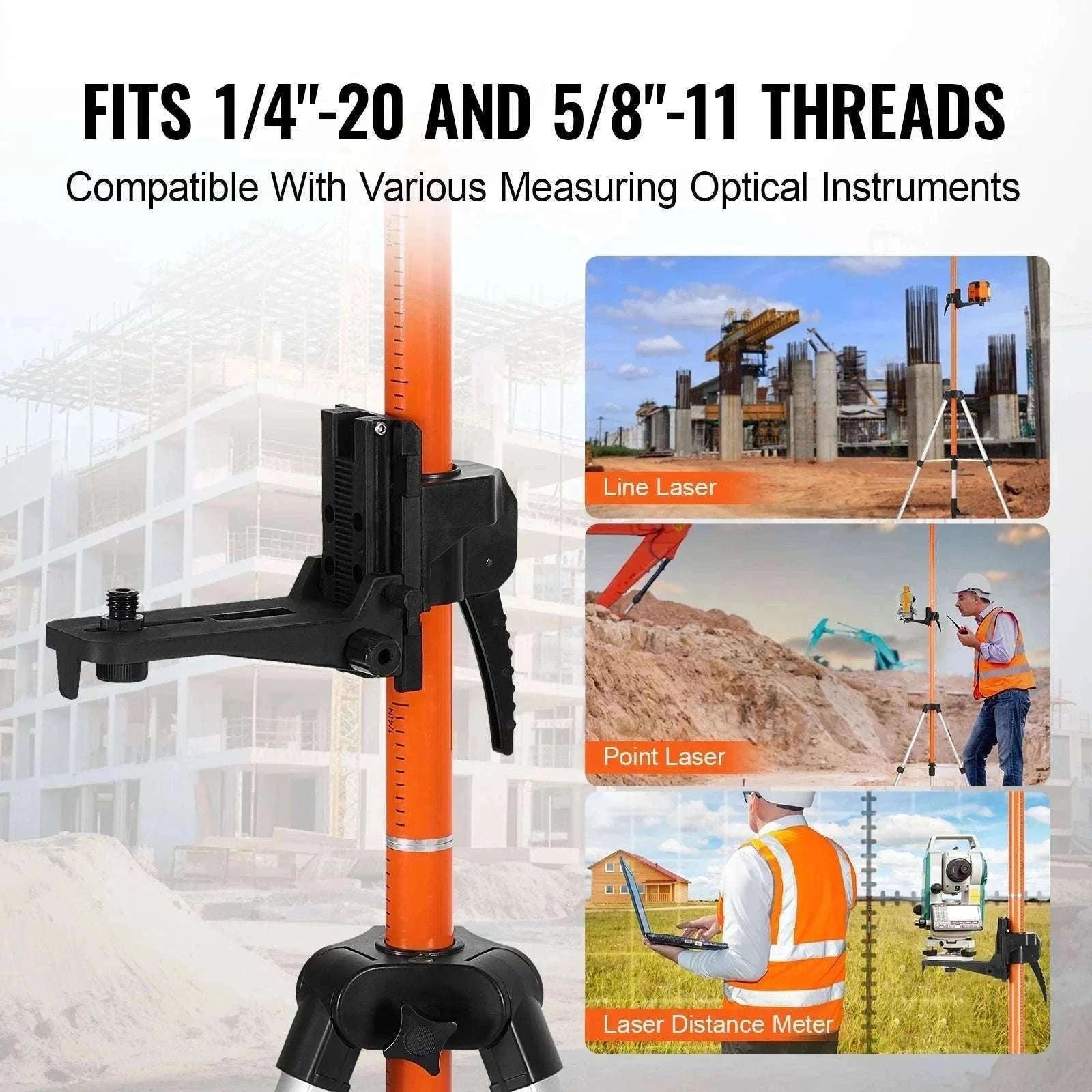Adjustable Laser Level Tripod 40–133 Inch with Dual Thread Mount-Extension / United States