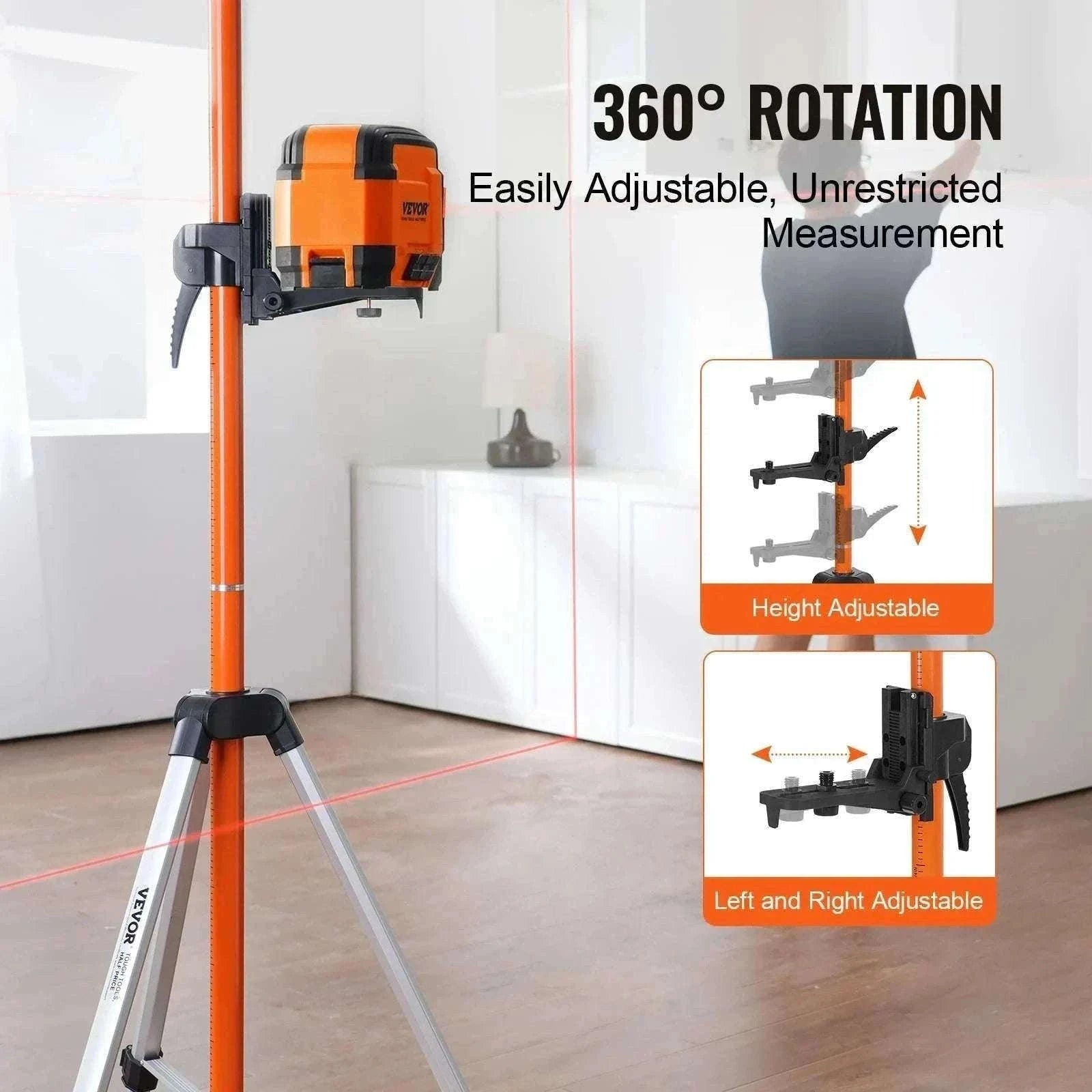 Adjustable Laser Level Tripod 40–133 Inch with Dual Thread Mount-Extension / United States