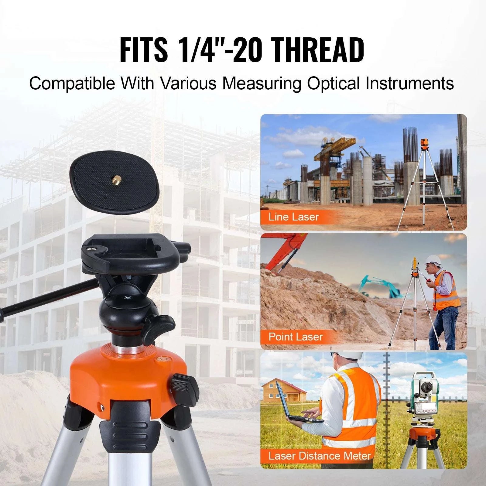 Adjustable Laser Level Tripod Stand 27–68 in with 1/4 Thread-Khaki / spain