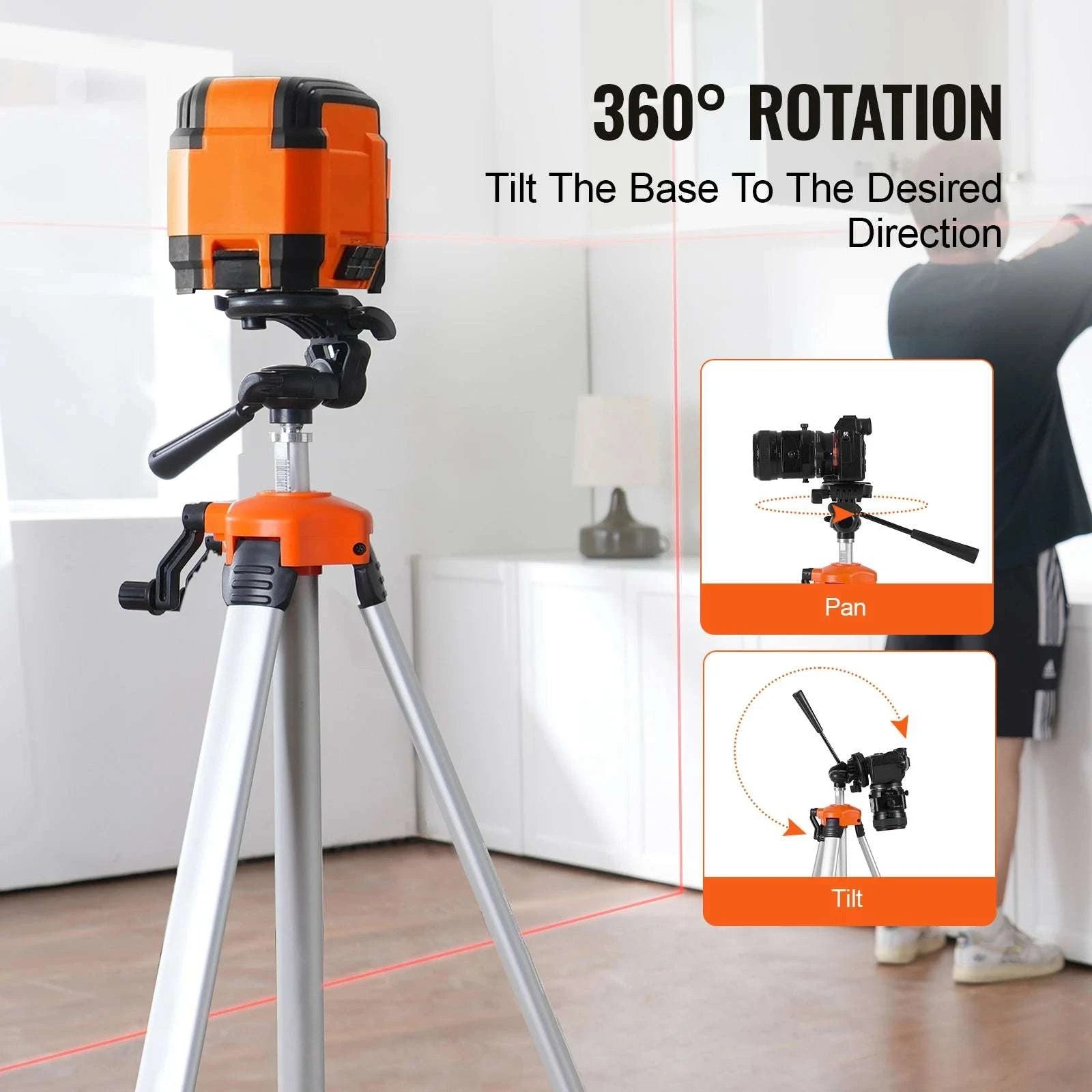 Adjustable Laser Level Tripod Stand 27–68 in with 1/4 Thread-Khaki / spain