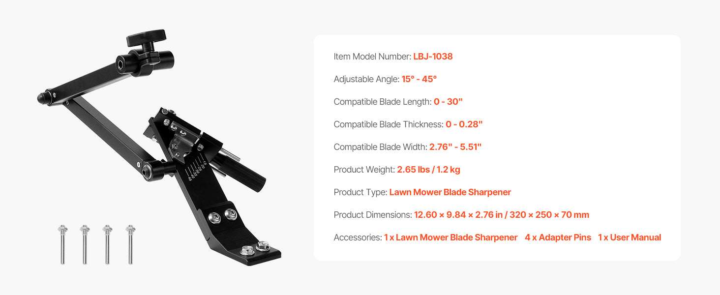 Adjustable Lawn Mower Blade Sharpener 15°–45° for Angle Grinders-12.60x9.84x2.76 in / United States
