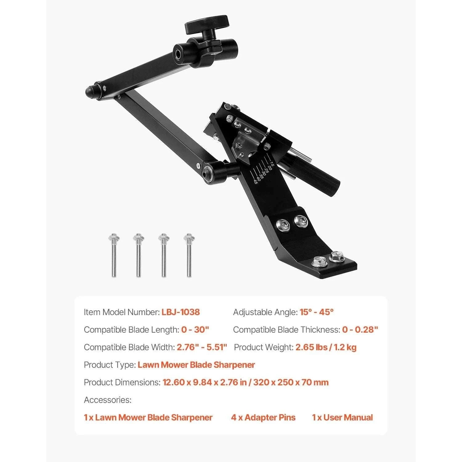 Adjustable Lawn Mower Blade Sharpener 15°–45° for Angle Grinders-12.60x9.84x2.76 in / United States