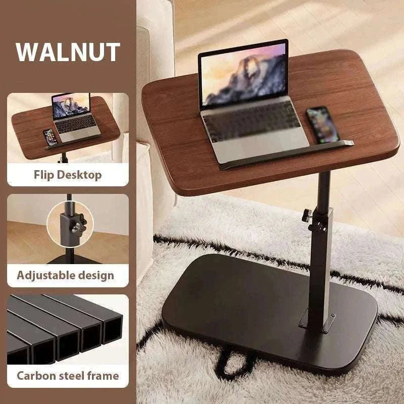 Adjustable Lift Workstation Desk for Small Spaces and Home Office-Walnut