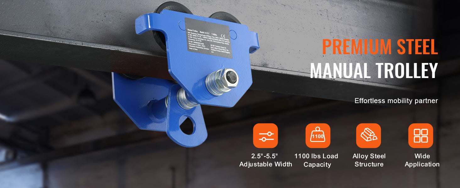 Adjustable Manual Beam Trolley 0.5–2 Ton Dual Wheel Hoist-0.5T / spain