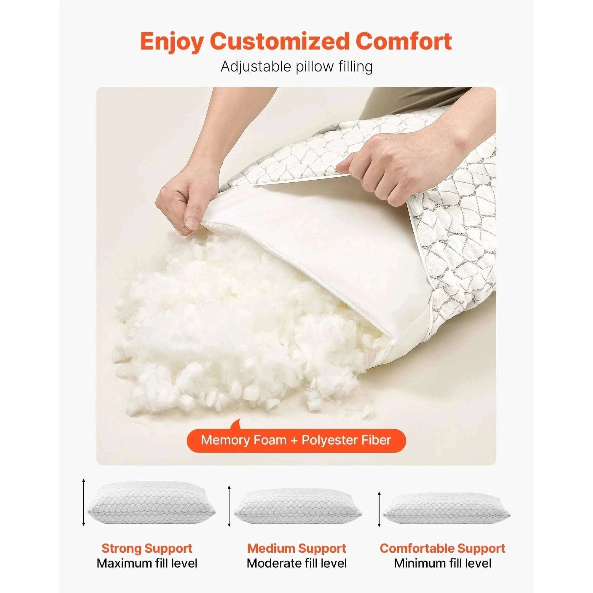 Adjustable Memory Foam Bed Pillow for Neck Support and Comfort-29.13x18.9in / United States