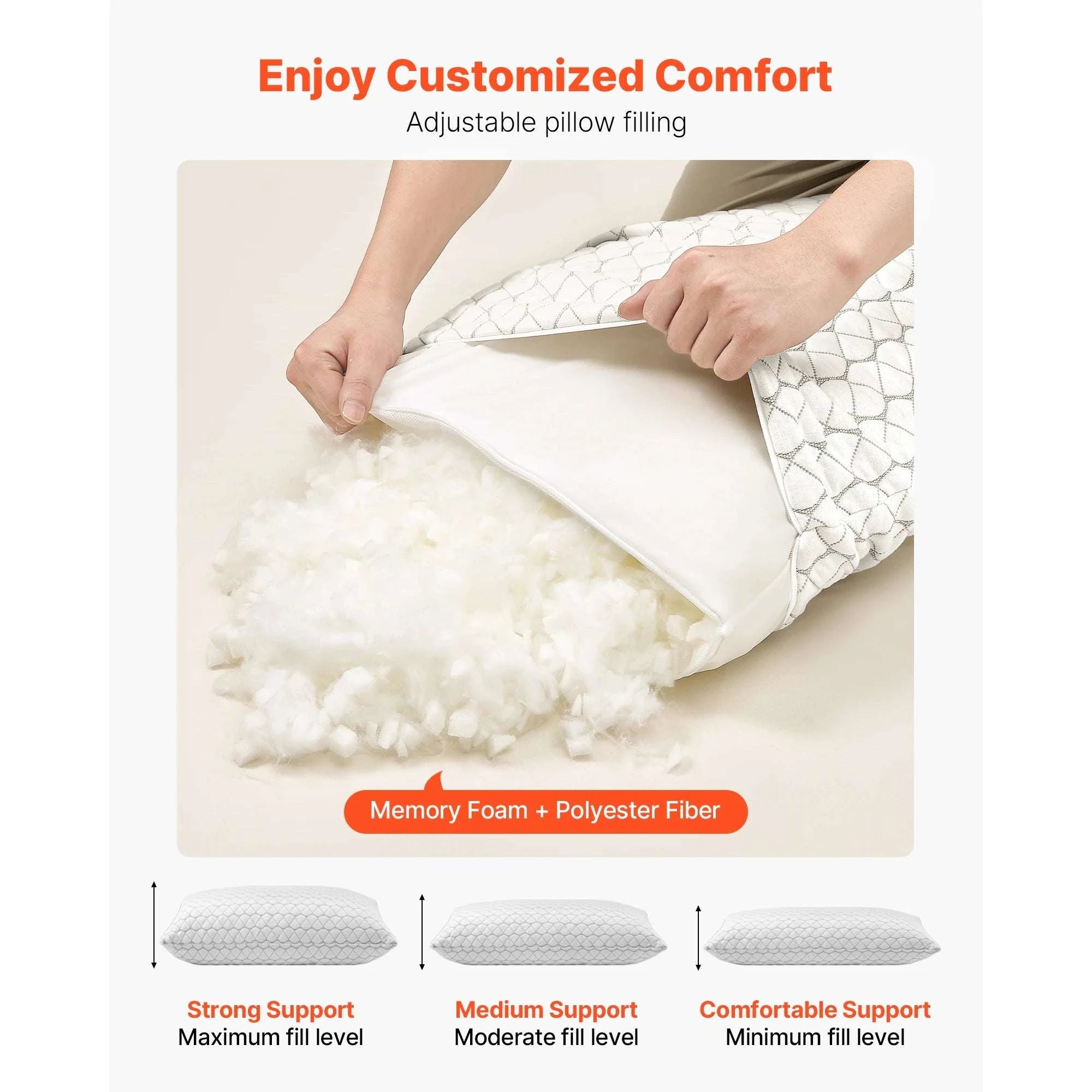 Adjustable Memory Foam Bed Pillow for Neck Support and Comfort-29.13x18.9in / United States