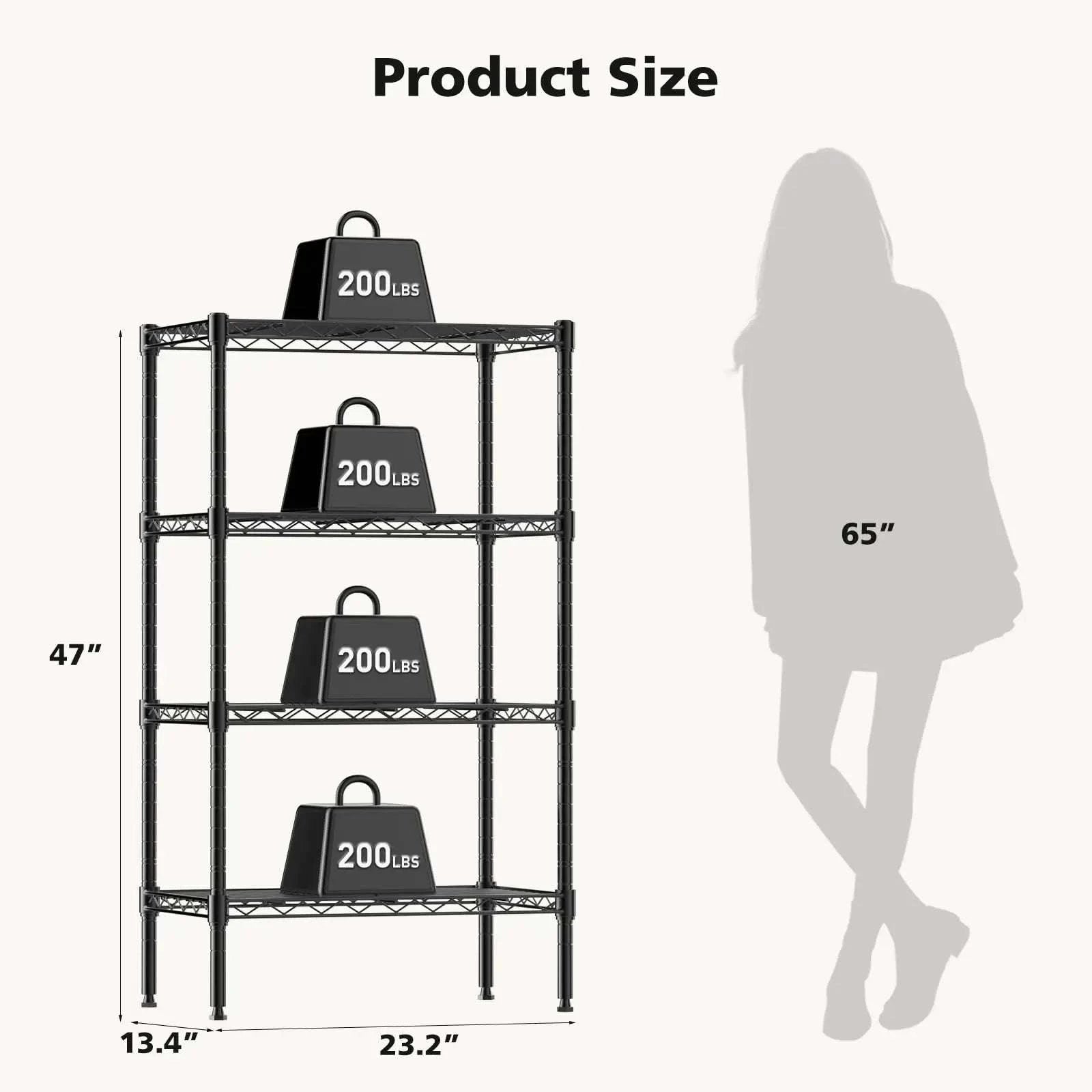 Adjustable Metal Wire Storage Shelves Heavy Duty 3-5 Tier Rack-4-Tier / United States