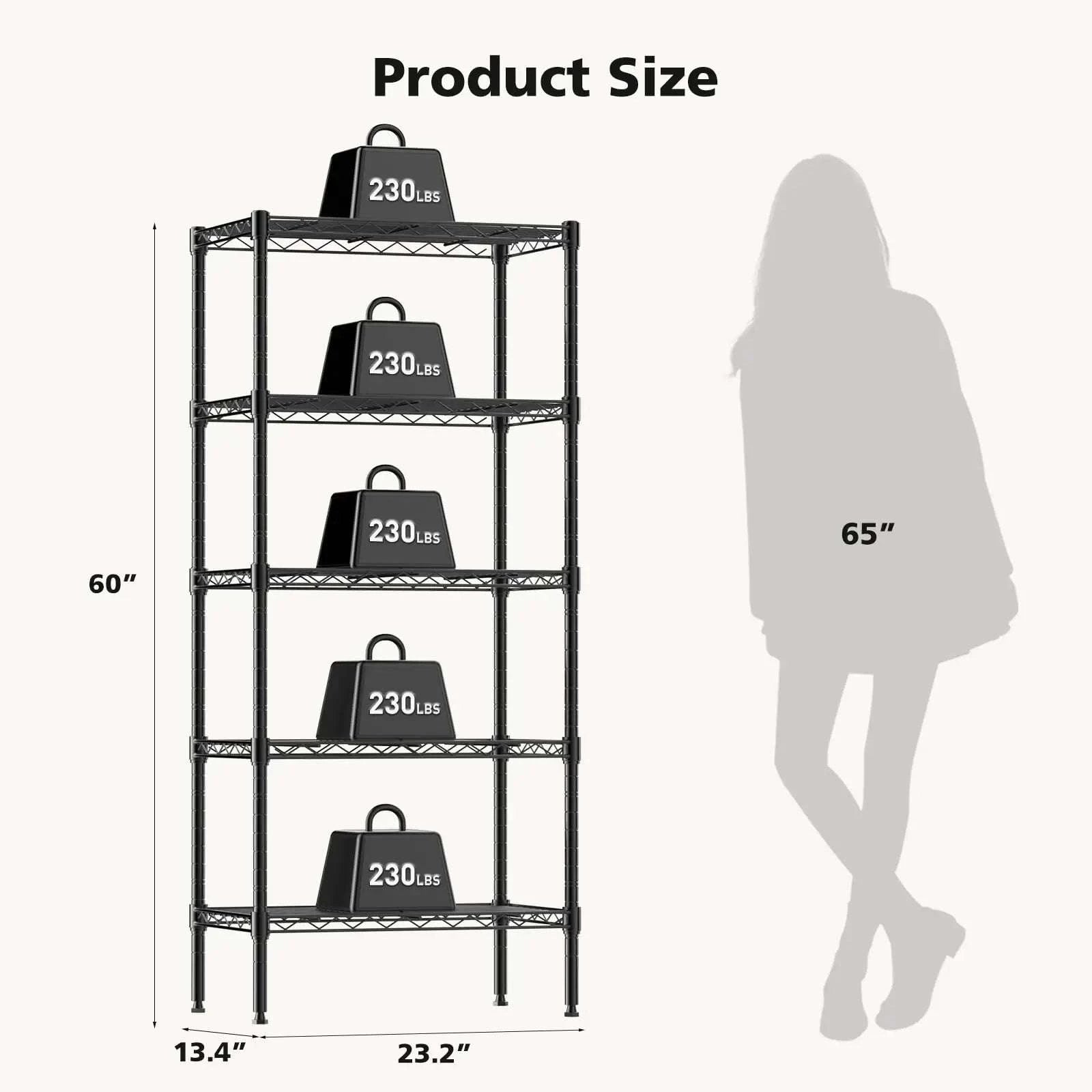 Adjustable Metal Wire Storage Shelves Heavy Duty 3-5 Tier Rack-4-Tier / United States