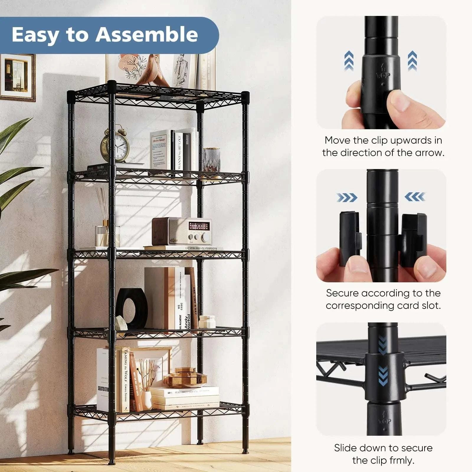 Adjustable Metal Wire Storage Shelves Heavy Duty 3-5 Tier Rack-4-Tier / United States