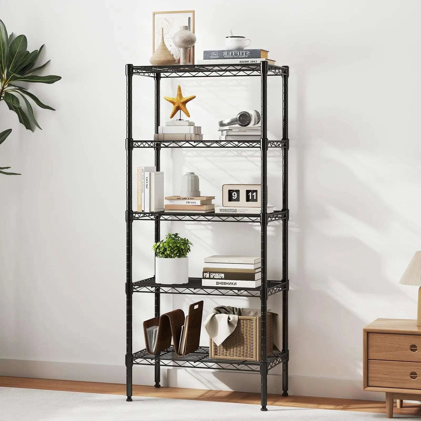 Adjustable Metal Wire Storage Shelves Heavy Duty 3-5 Tier Rack-4-Tier / United States