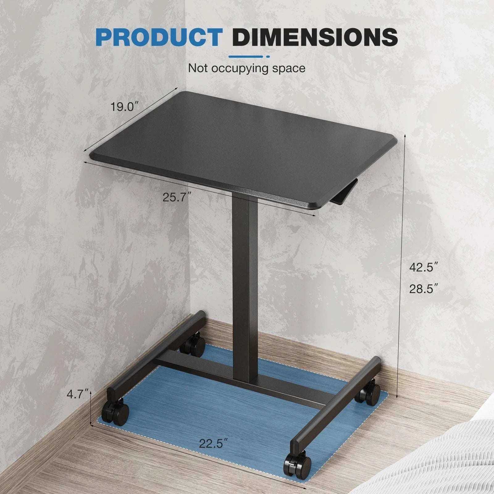 Adjustable Mobile Standing Desk Laptop Table with Wheels-black / United States
