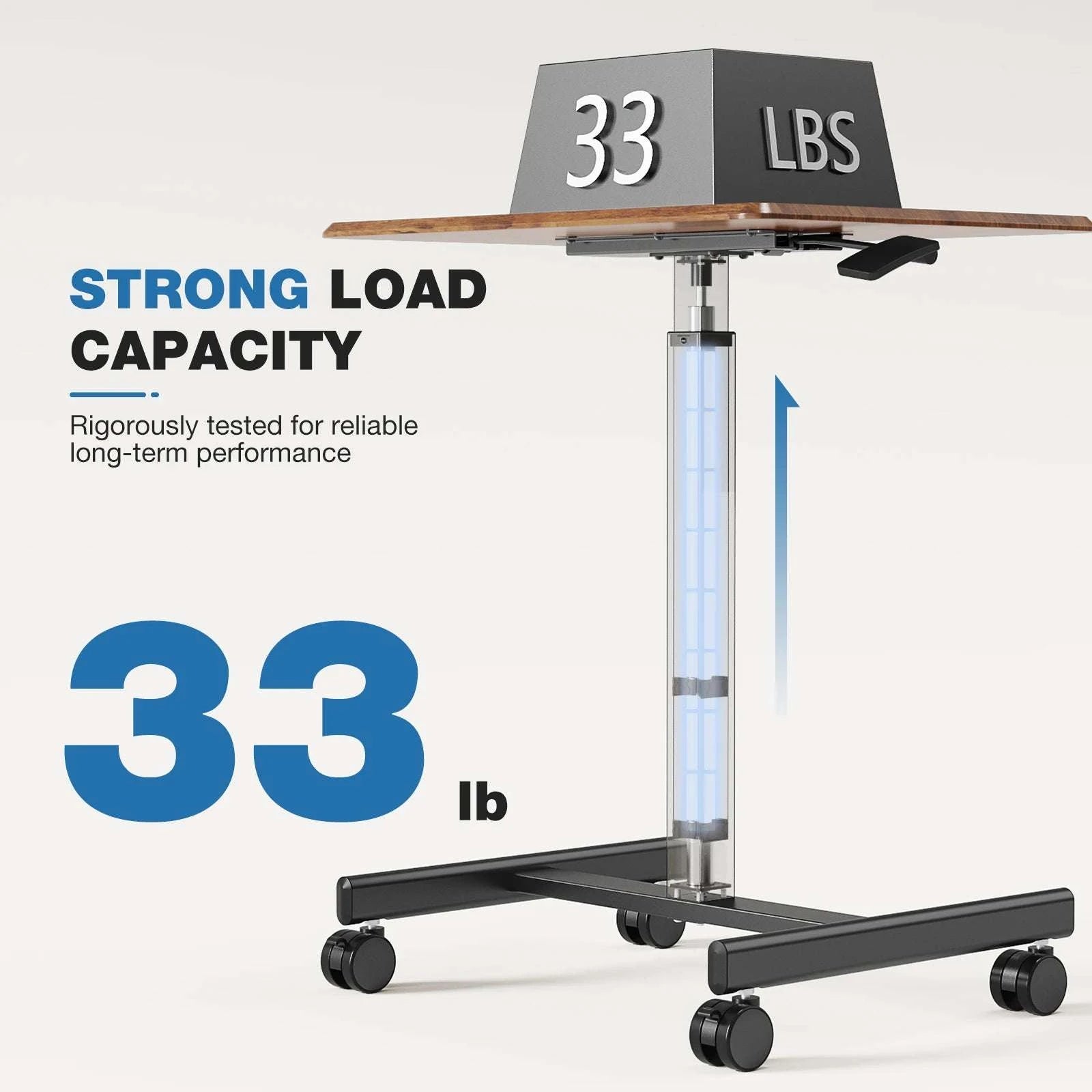 Adjustable Mobile Standing Desk Laptop Table with Wheels-black / United States