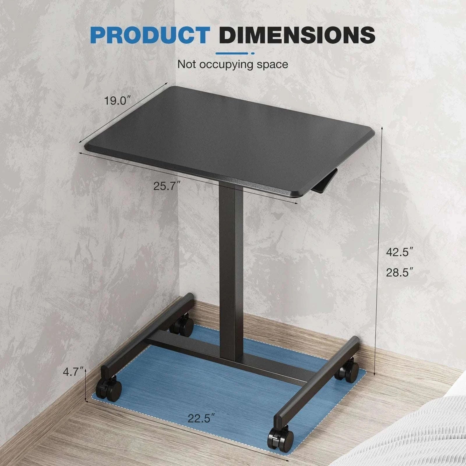 Adjustable Mobile Standing Desk Laptop Table with Wheels-black / United States