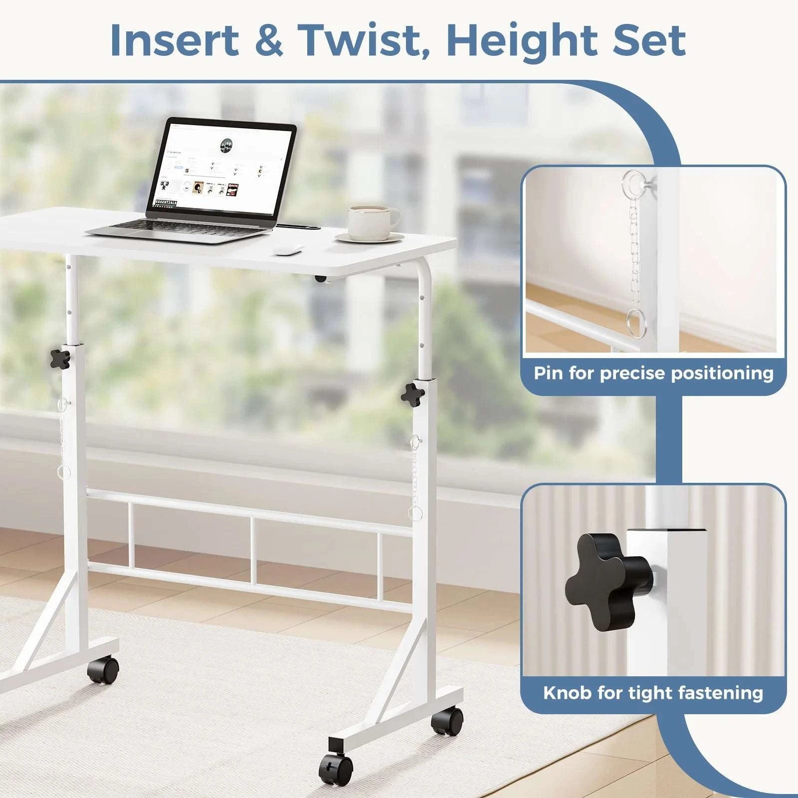 Adjustable Mobile Standing Desk with Locking Wheels for Home Office-brown / United States