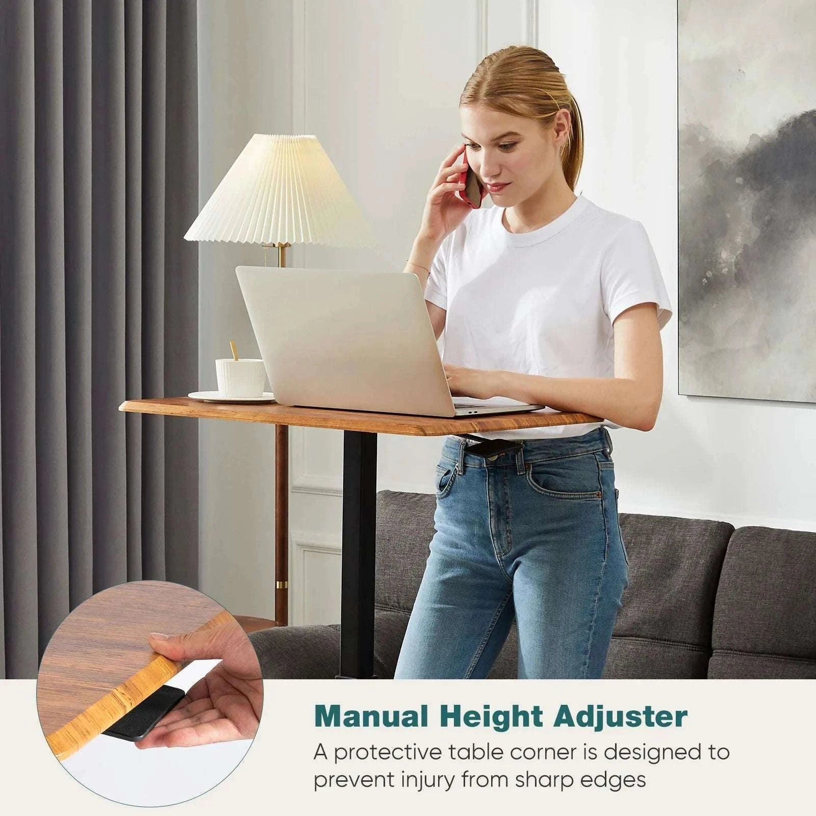 Adjustable Mobile Standing Desk with Wheels for Laptop Work-white / United States