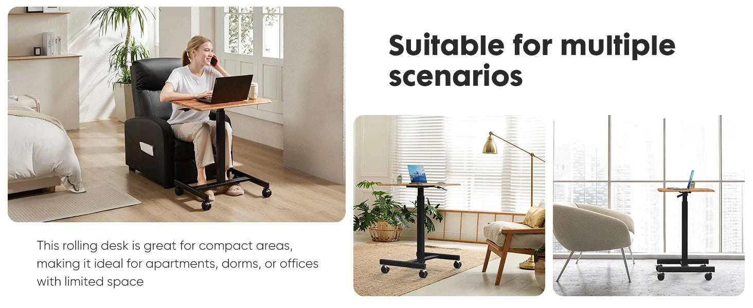Adjustable Mobile Standing Desk with Wheels for Laptop Work-white / United States