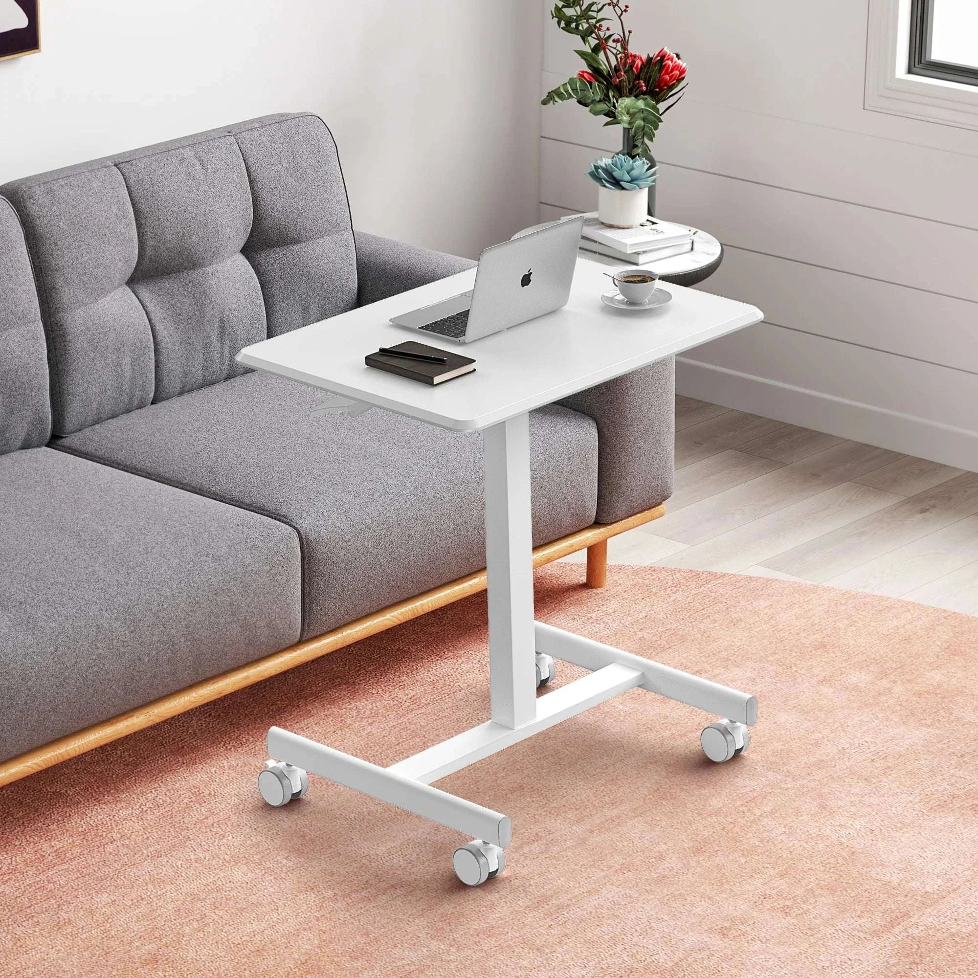 Adjustable Mobile Standing Desk with Wheels for Laptop Work-white / United States