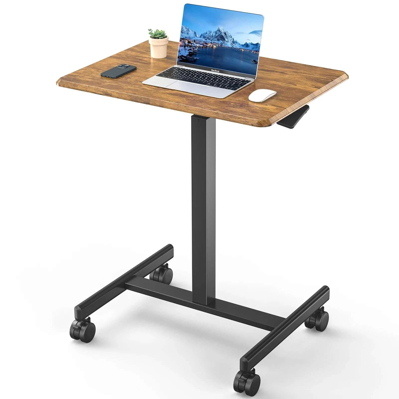 Adjustable Mobile Standing Desk with Wheels for Laptop Work-white / United States