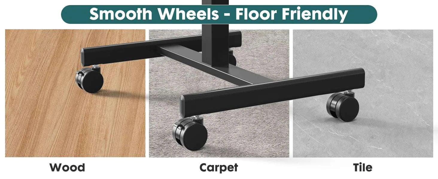Adjustable Mobile Standing Desk with Wheels for Laptop Work-white / United States