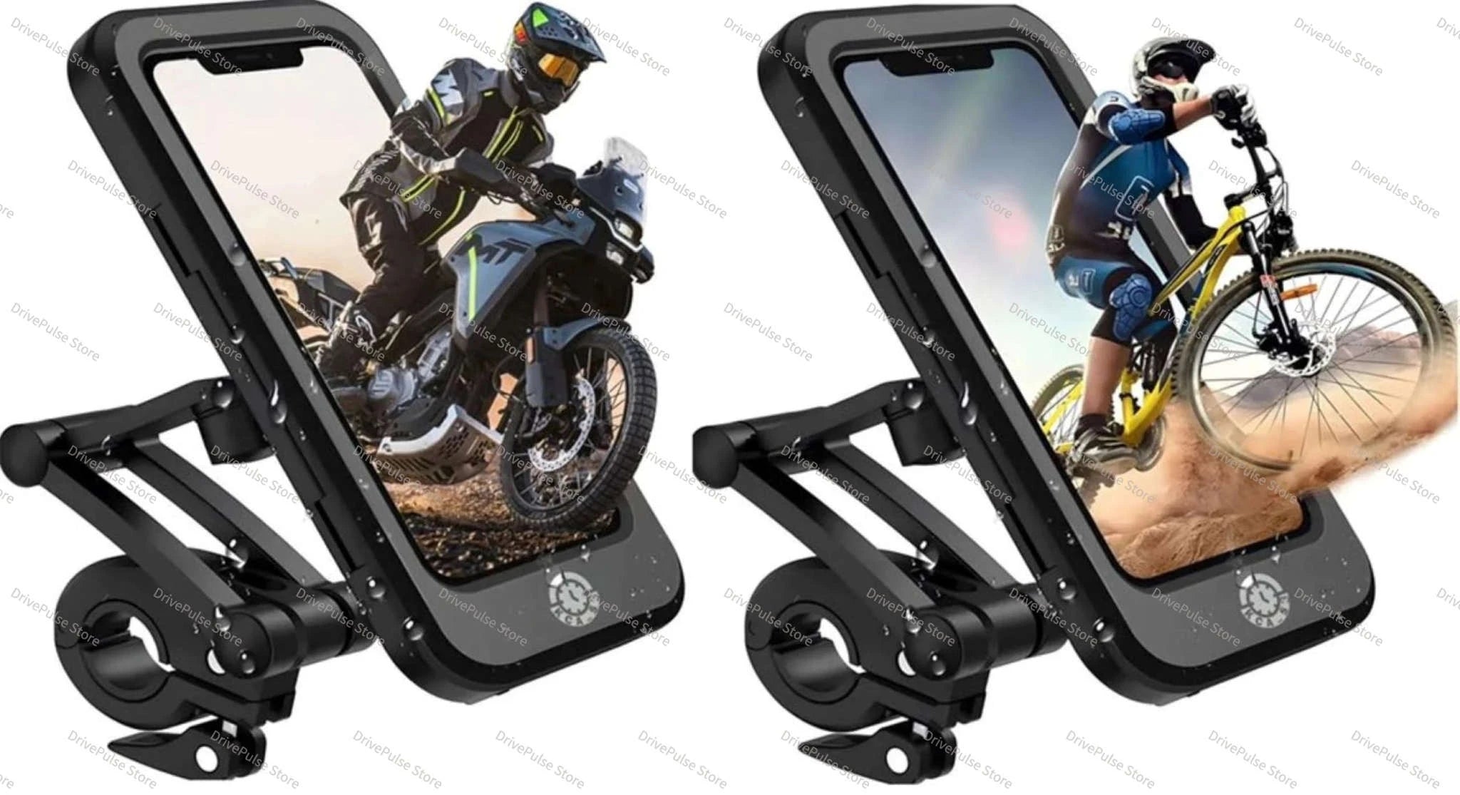 Adjustable Motorcycle Phone Mount with Waterproof Protection-Black