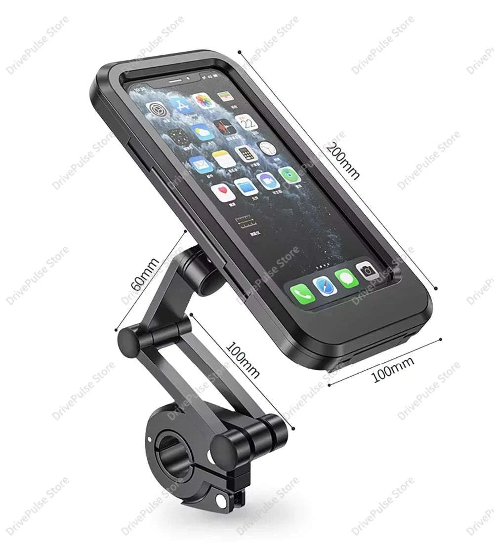 Adjustable Motorcycle Phone Mount with Waterproof Protection-Black