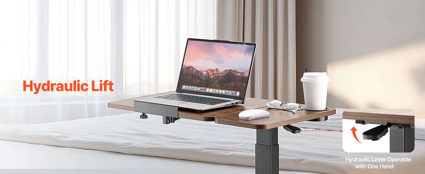 Adjustable Overbed Table with Wheels & Tilt Top for Bedside Work-Flip Desktop A / United States