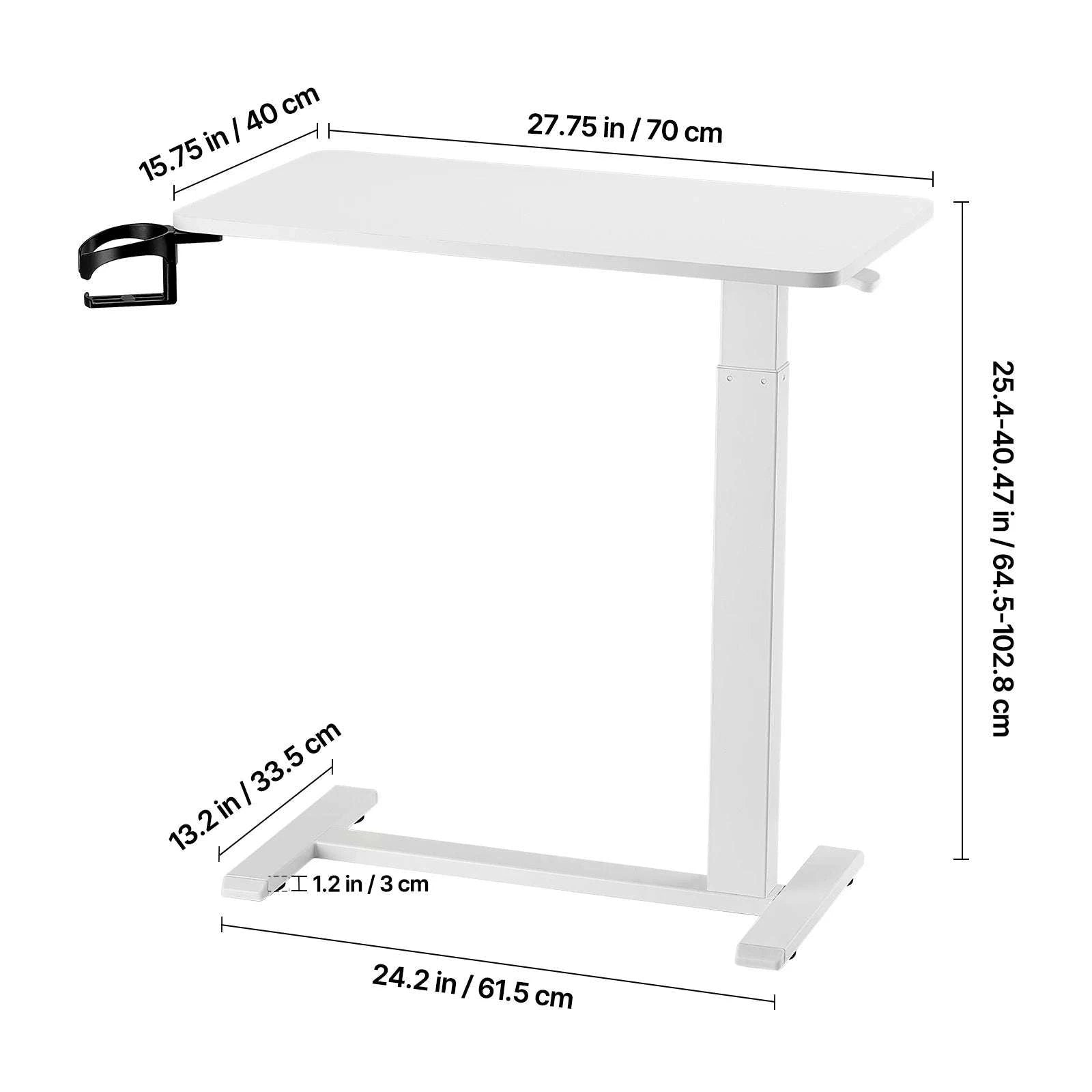 Adjustable Overbed Table with Wheels & Tilt Top for Bedside Work-Flip Desktop A / United States