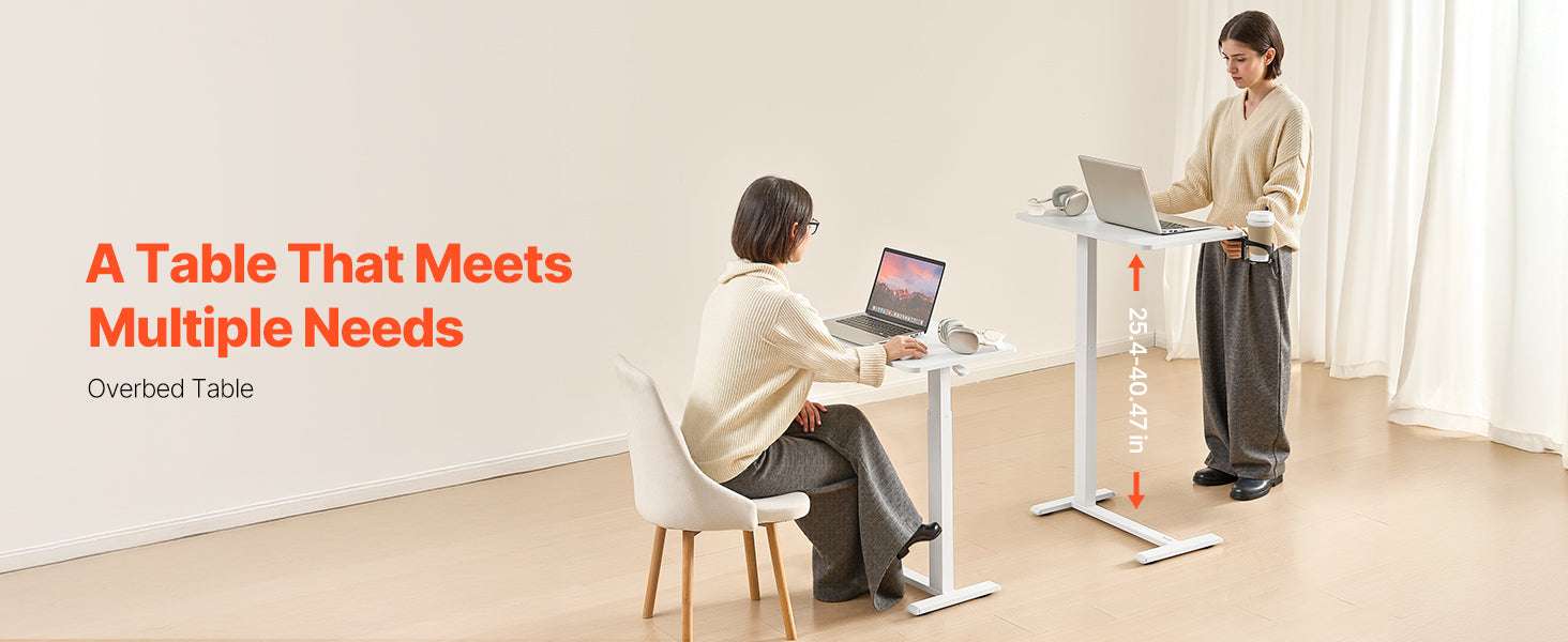 Adjustable Overbed Table with Wheels & Tilt Top for Bedside Work-Flip Desktop A / United States