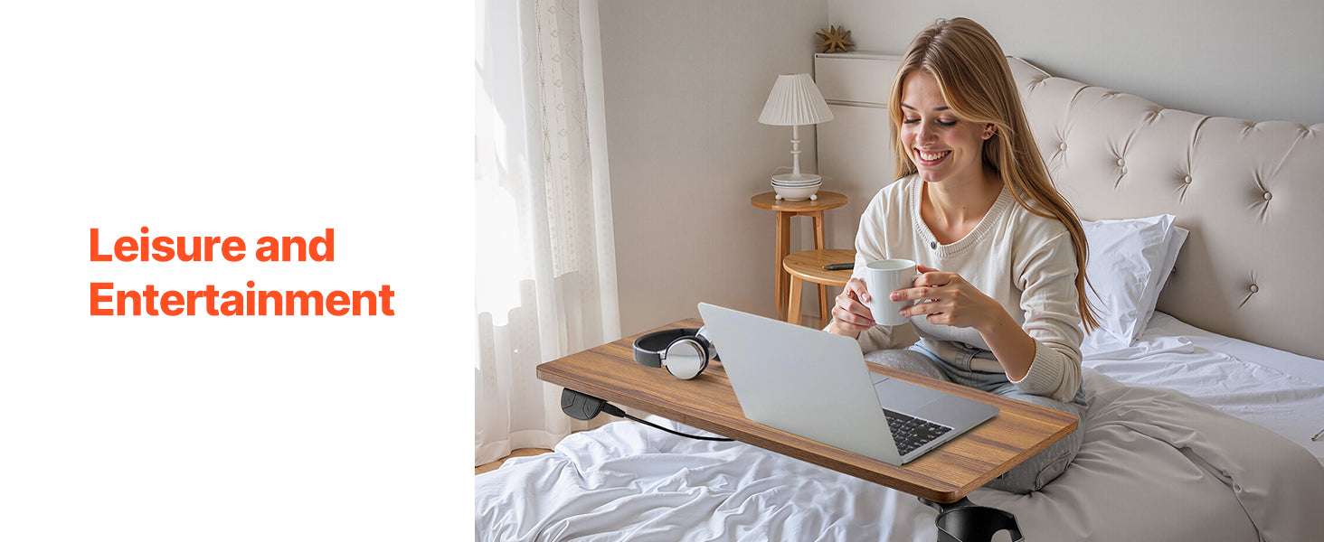 Adjustable Overbed Table with Wheels & Tilt Top for Bedside Work-Flip Desktop A / United States